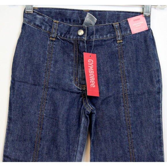 NWT 2005 Gymboree Winter Princess Denim Jeans Flowers Embroidered Straight Sz 10 - Picture 2 of 6